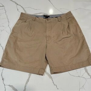Nautica Rigger classic fit dark khaki double pleat men’s shorts size 36W